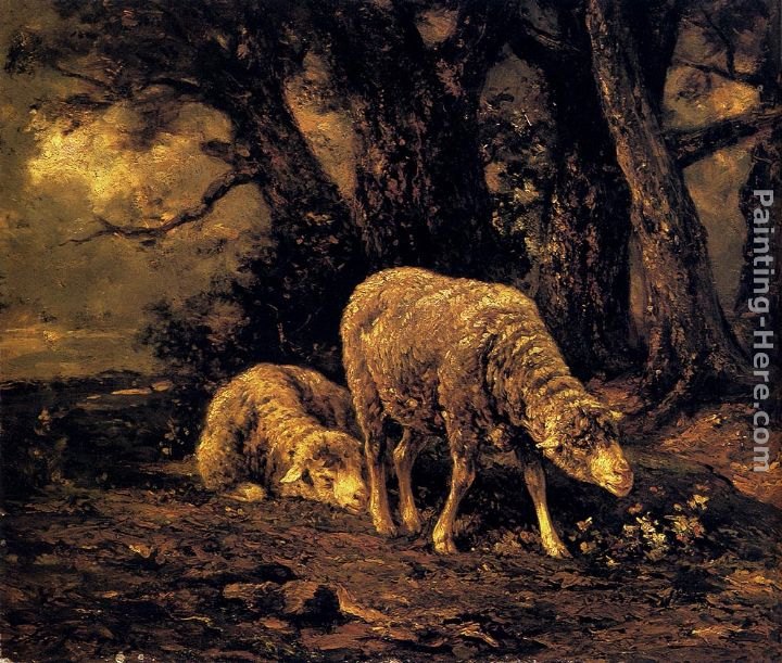 Charles Emile Jacque Sheep In A Forest